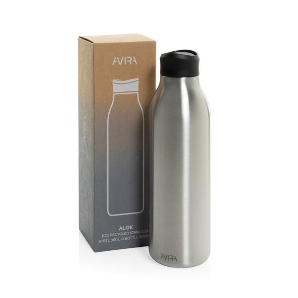 Bouteille d'eau 600ml en acier recyclé RCS Avira Alok - Argent
