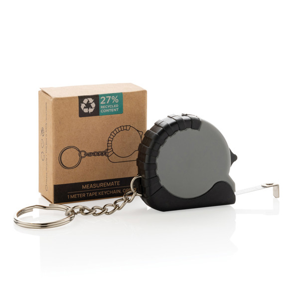 MeasureMate RCS reycled ABS 1 meter tape keychain - Grey
