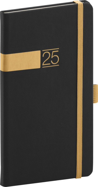 Notique Kapesní Diář Twill 2027, Černo-Zlatý, 9 x 15,5 cm