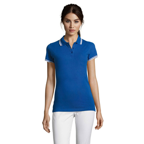 PASADENA pólo mulher 200g Pasadena Women - Azul Real / BrancoS