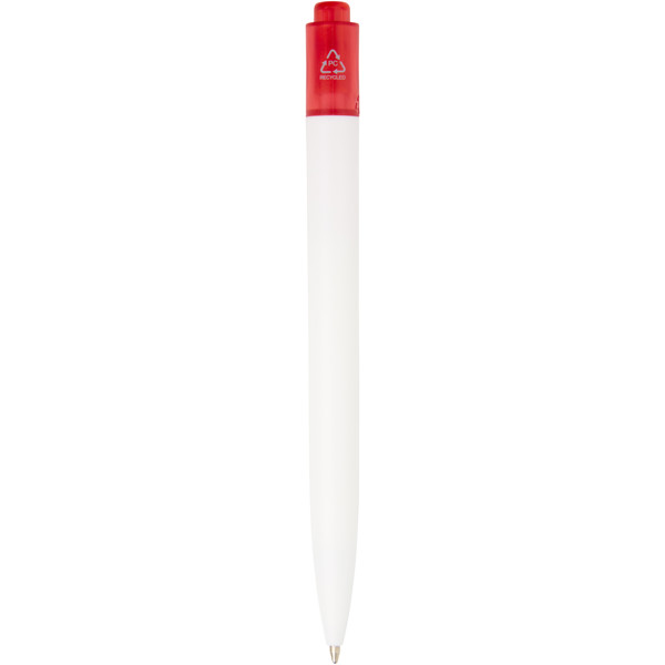 Esferográfica de plástico do oceano Thalaasa (tinta preta) - Vermelho transparente / Branco