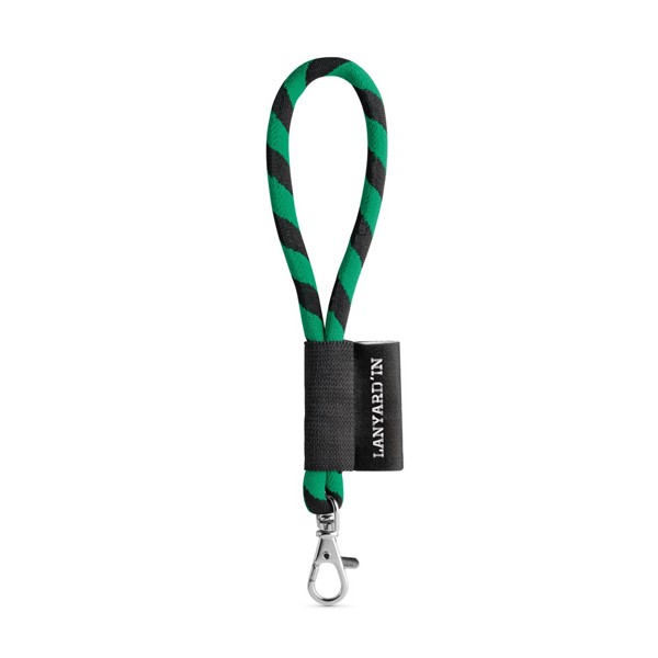 75090. SET Lanyard TUBE Short (Ø 7 mm) com mosquetão de gatilho 9 mm - Preto / Verde