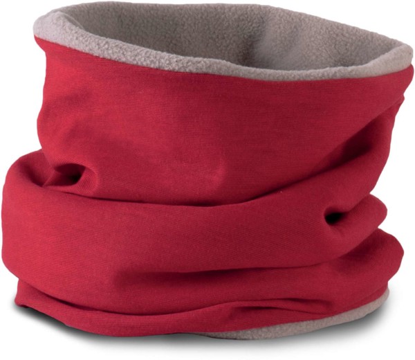 Fleece-Lined Neckwarmer - Red / Light Grey