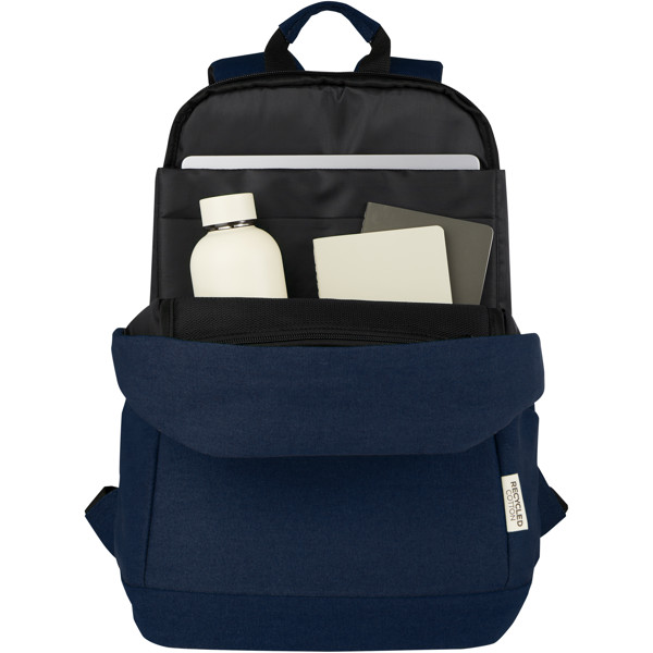 Sac à dos anti-vol pour ordinateur portable Joey de 18 L en toile recyclée GRS 15,6 pouces - Marine