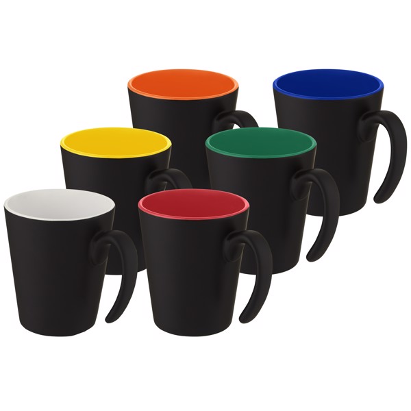 Mug en céramique Oli 360 ml avec anse - Bleu / Noir