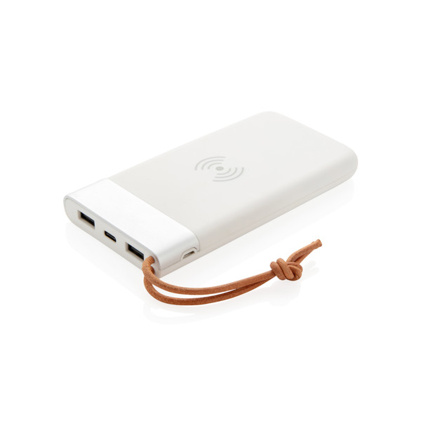 Aria powerbank 8000 mAh, 5W brezžično polnjenje - Bela