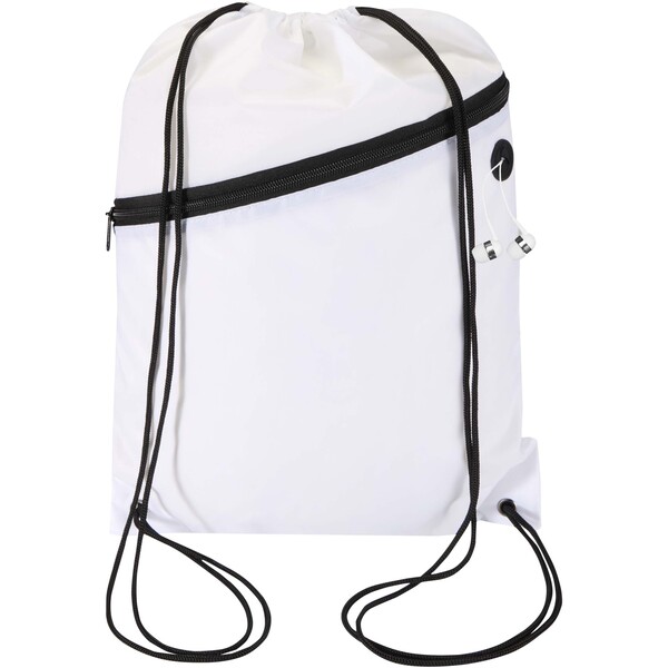 Oriole RPET drawstring bag with zipped front pocket 5L - White