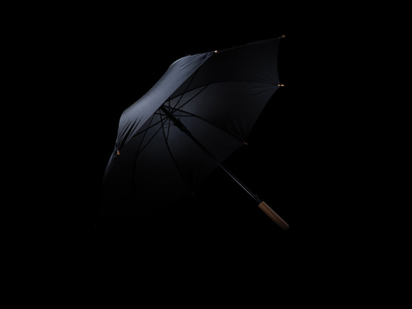 23" Impact AWARE™ RPET 190T auto open bamboo umbrella - Black