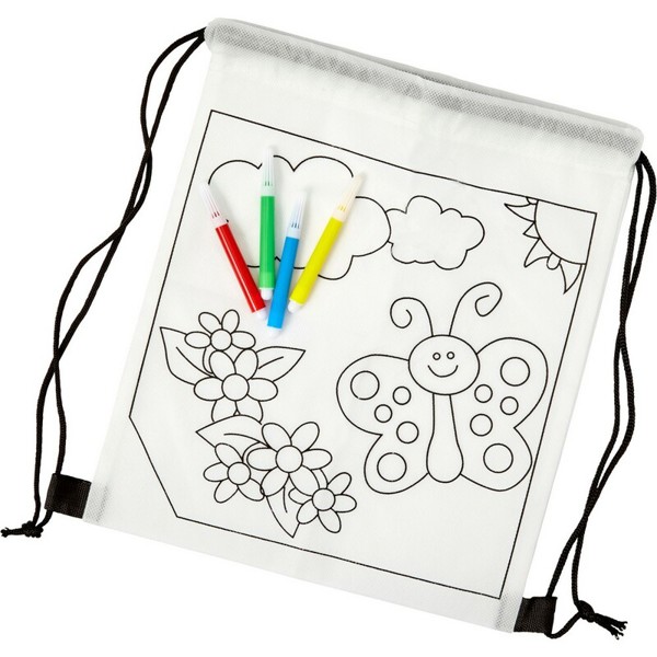 Drawstring bag for colouring, felt tip pens