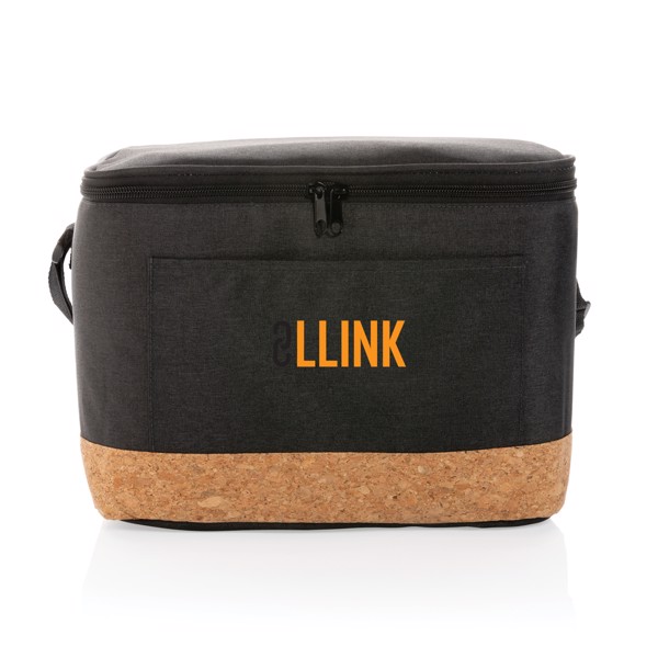 Impact AWARE™ XL RPET two tone cooler bag with cork detail - Black