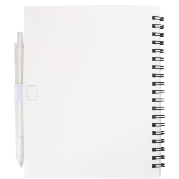 Ensemble carnet à couverture souple en plastique recyclé et stylo bille (encre bleue) Niove - Blanc