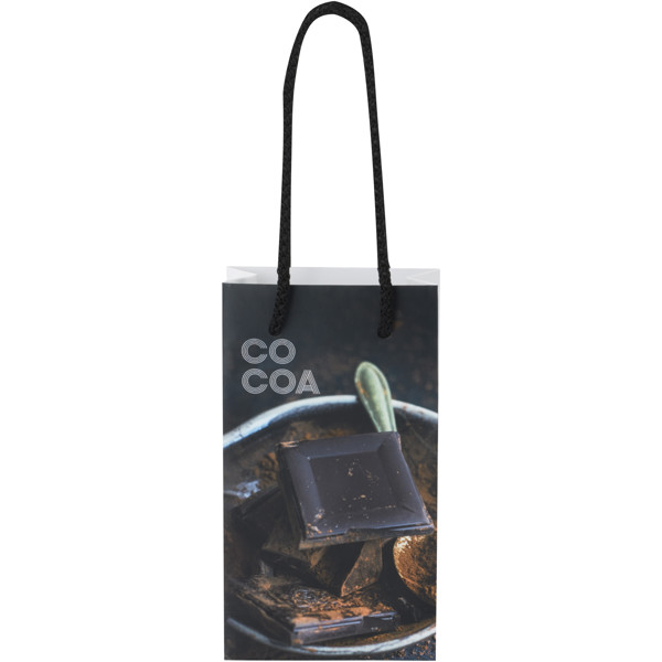 Small matte paper bag 170 g/m2, 9.5x4x17 cm - White / Solid Black