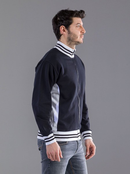 Sweat Full Zip Bicolor - Black White / XL