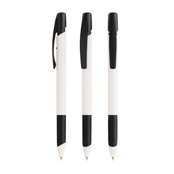 Stylo-bille BIC® Media Clic Grip Ecolutions - Blanc/Noir