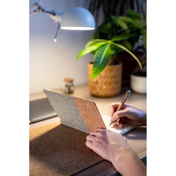 Cork notebook A5 with ball pen | Layla - grey