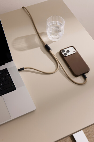 VINGA Baltimore silicone multi charging cable (C+2C) - Greige