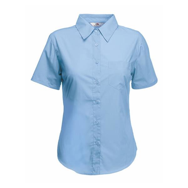 Camisa Poplin Ladies Manga Curta 120G - 55% Algodão/ 45% Poliéster - Azul Claro / XS