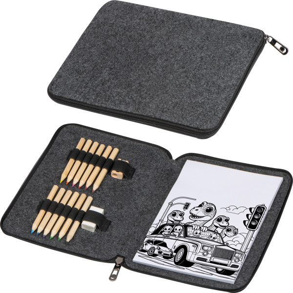 Colouring set in felt case FRITZ - Anthracite