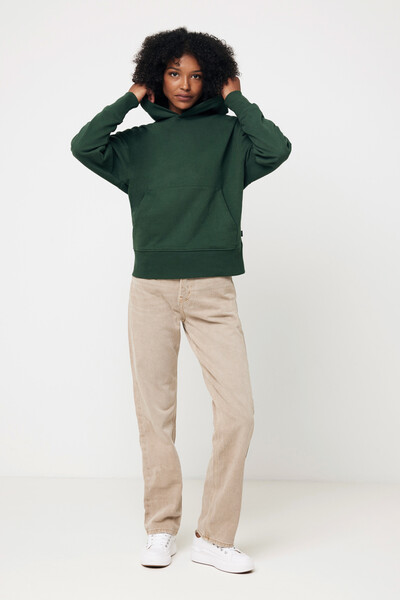 Mikina s kapucí Iqoniq Yoho relaxed fit z recykl. bavlny - Forest Green / XXL