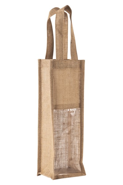 Jute Bottle Bag - Cherry Red / Gold