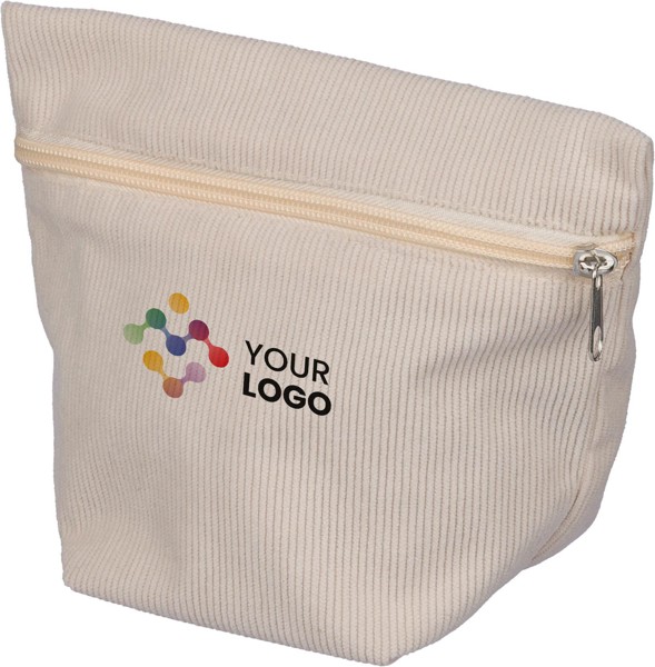 Corduroy zippered cosmetic pouch Tia - Pastel Green