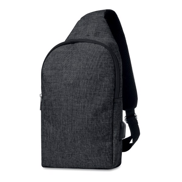 600D 2 tone polyester chest bag Momo - Black