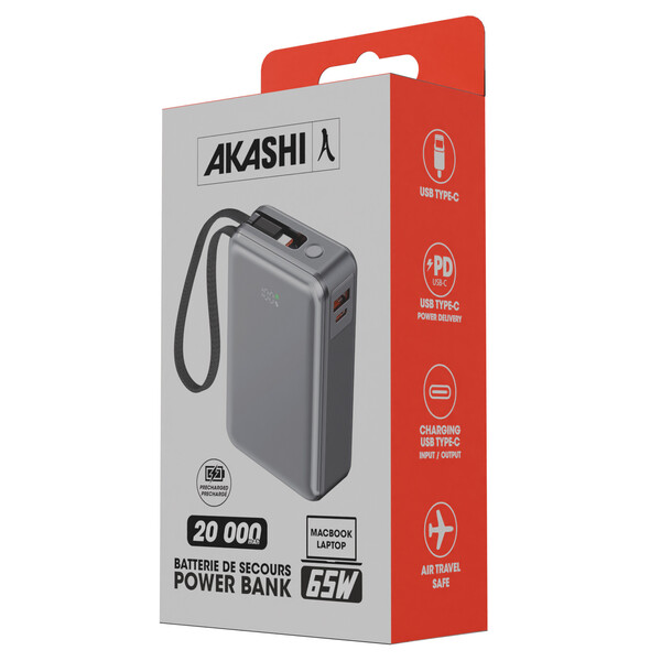 SHIBO - BATTERIE DE SECOURS CABLEE 65W - 20000mAh POUR PC, TABLETTES & SMARTPHONES
