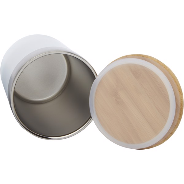 Copo térmico de 330 ml de cobre isolado a vácuo em aço inoxidável com tampa de bambu "Lagan" - Branco