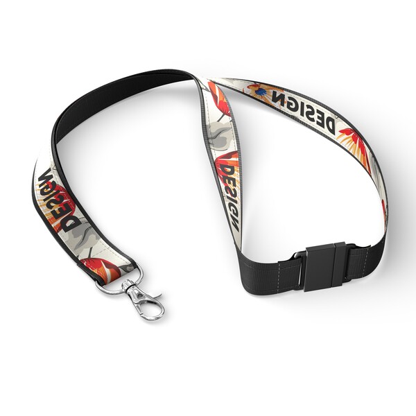 Polyester lanyard with sublimated satin overlay - 20mm width / Metal carabiner / Safety breakaway