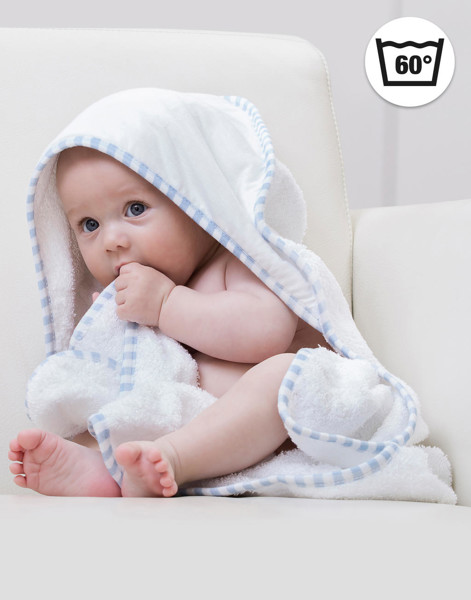 Po Hooded Baby Towel - White / Baby Blue / ONE SIZE
