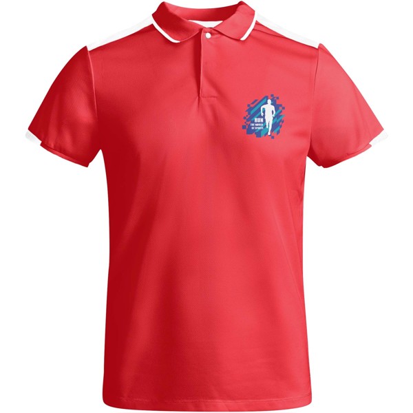 Polo de sport Tamil à manches courtes pour homme - Rouge / Blanc / M