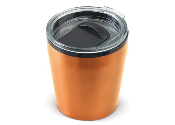 Double walled coffee mug metallic 180ml - Orange