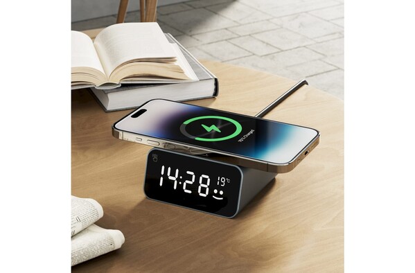Chargeur sans fil Xoopar Reddi Charge PD avec horloge - Gris foncé