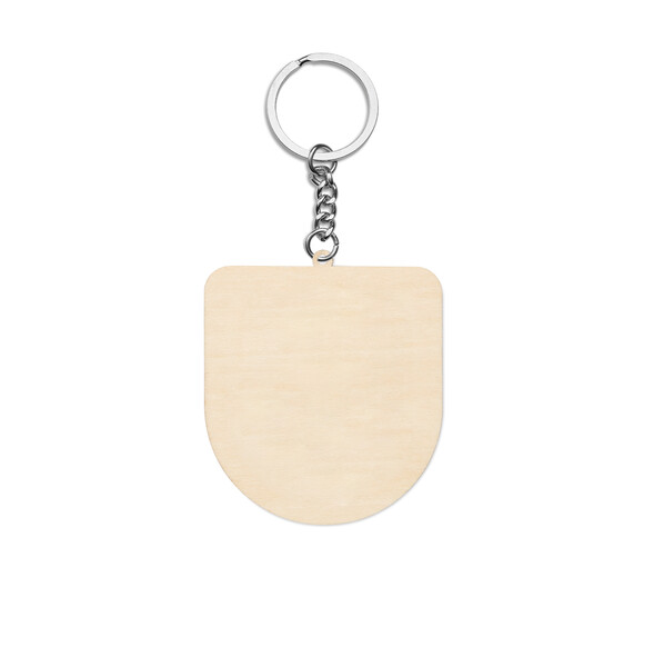 Custom shape wooden keyring - 50mm / M3 flat split ring / Tissue paper wrapping