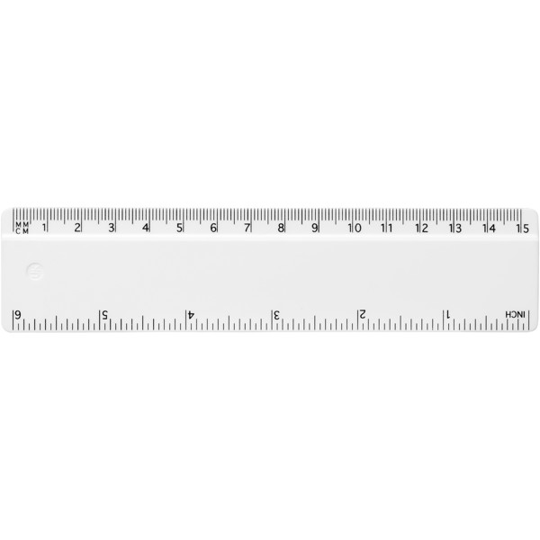 Refari 15 cm recycled plastic ruler - White