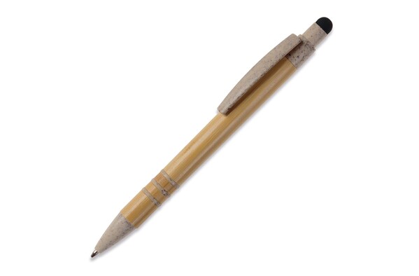 Stylo bille en bambou et paille de blé - Beige / Noir