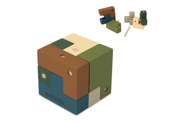 InSideOut Wooden Cube think iq puzzle - Assortiment fluorescent