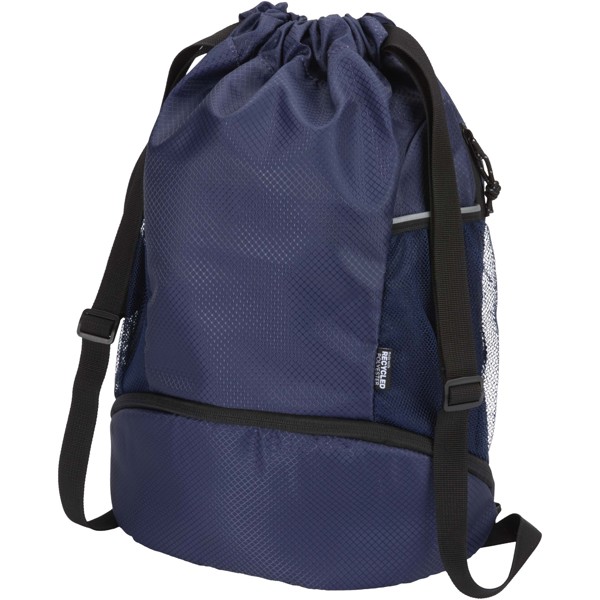 Sac de sport Varyon à cordon en matériaux recyclés certifiés GRS avec compartiment inférieur de 18 L - Marine