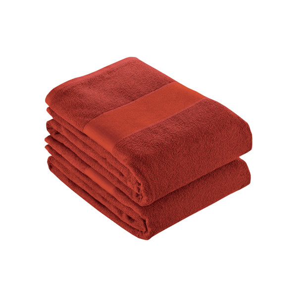 Frottee Aus 100 % Baumwolle ( 350 Gr M2 ) Mit Bedruckbarem Opaca-Band (50X100 Cm) - Rot