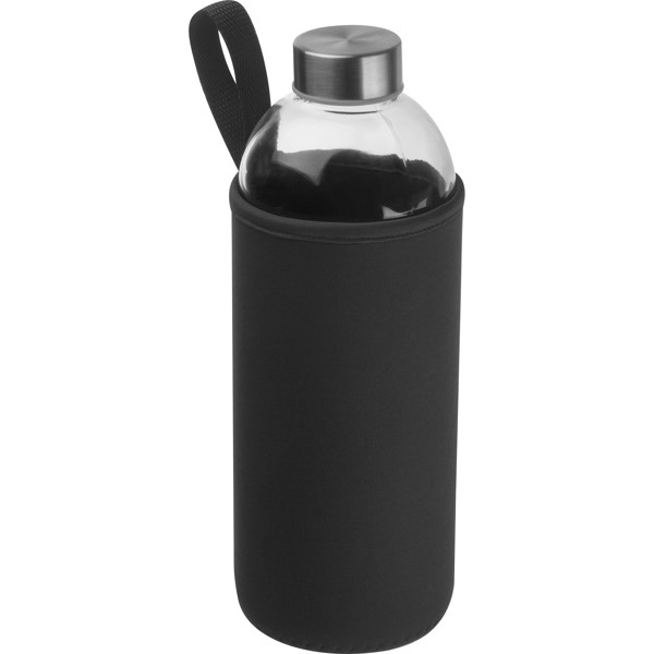 1000 ml glass bottle with neoprene sleeve JESSICA - Black