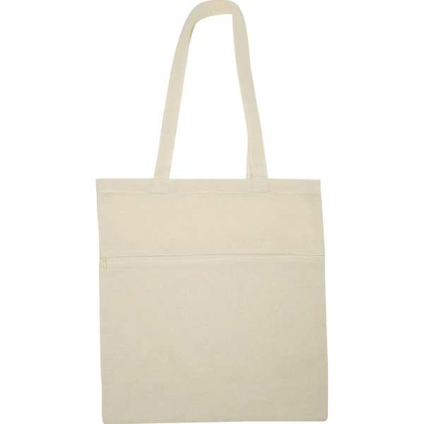 Cotton bag with closable front pocket NORBERT - White