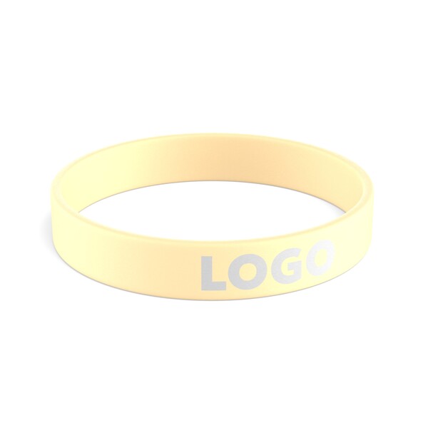 Customised silicone wristbands (12mm width) - Creamy Beige / 20x1.2x0.2cm