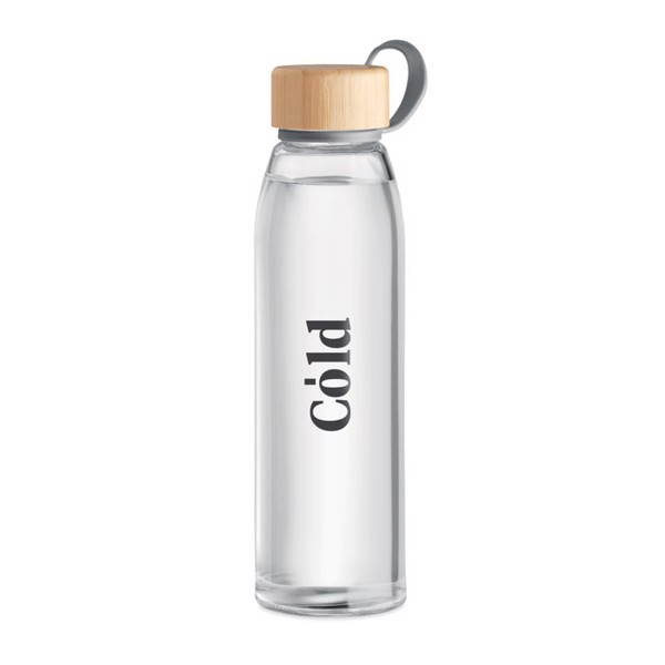 Fjord glass bottle, bamboo lid, 500 ml