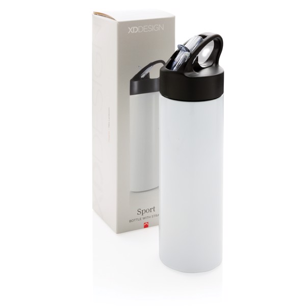 Sport bottle with straw - White