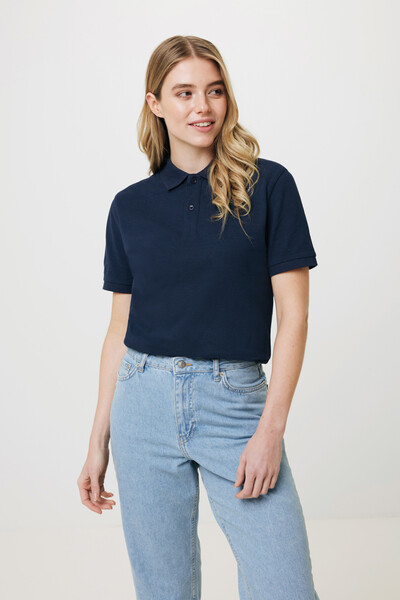 Polo en coton piqué et recyclé Iqoniq Yosemite - Bleu Marine / L