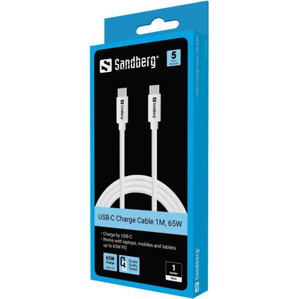 Sandberg USB-C charging cable, 65W, 1m