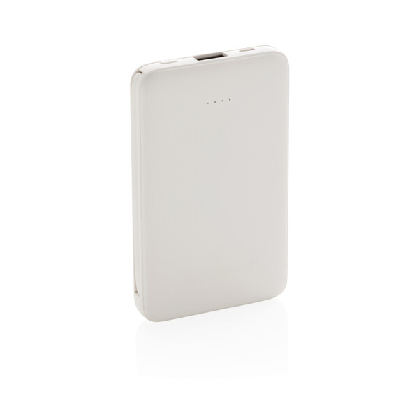 Kapesní powerbanka 5 000 mAh s integrovaným kabelem - Bílá