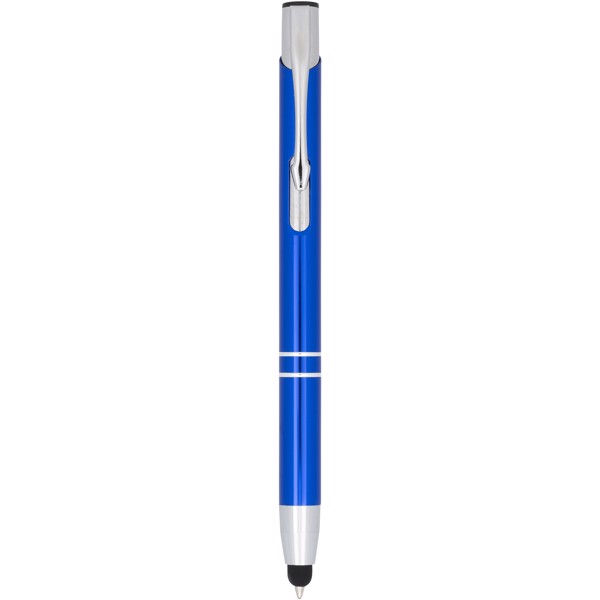 Penna a sfera metallica con stylus Moneta (inchiostro blu) - Blu royal