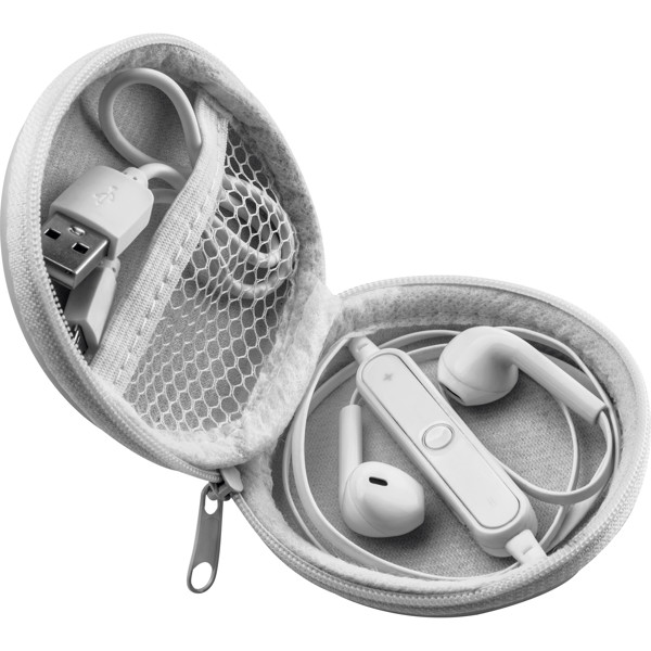 SOFIA Bluetooth fülhallgató PU tokban - White