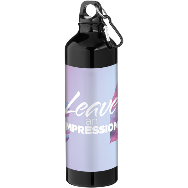 Bouteille d'eau Oregon de 770 ml en aluminium avec mousqueton - Noir